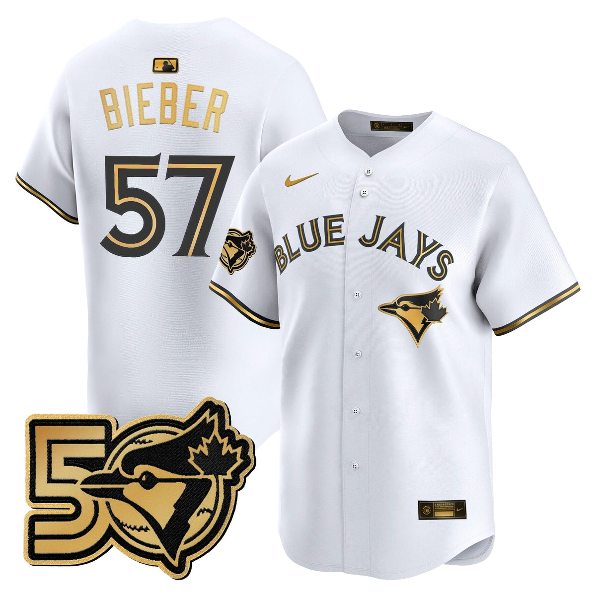 Men's Toronto Blue Jays 50 Seasons Patch Vapor Premier Limited Jersey - All Stitched