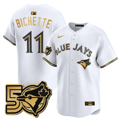 Men's Toronto Blue Jays 50 Seasons Patch Vapor Premier Limited Jersey - All Stitched