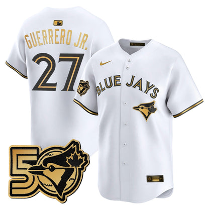 Men's Toronto Blue Jays 50 Seasons Patch Vapor Premier Limited Jersey - All Stitched
