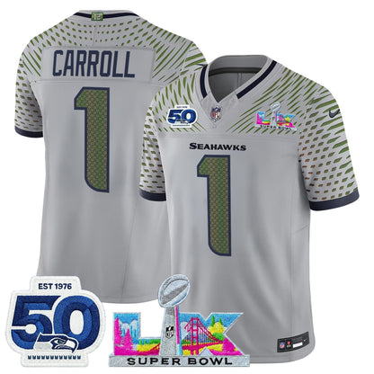 Men's Seattle Seahawks "Super Bowl LX & 50th Patch" Vapor Limited Jersey - All Stitched