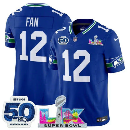 SEA Super Bowl LX - 50th Anniversary Patch Gold Vapor Limited Jersey N5 - Stitched