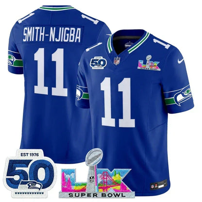 Women's SEA Super Bowl LX - 50th Anniversary Patch Gold Vapor Limited Jersey N5 - Stitched