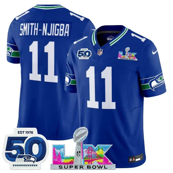 SEA Super Bowl LX - 50th Anniversary Patch Gold Vapor Limited Jersey N5 - Stitched