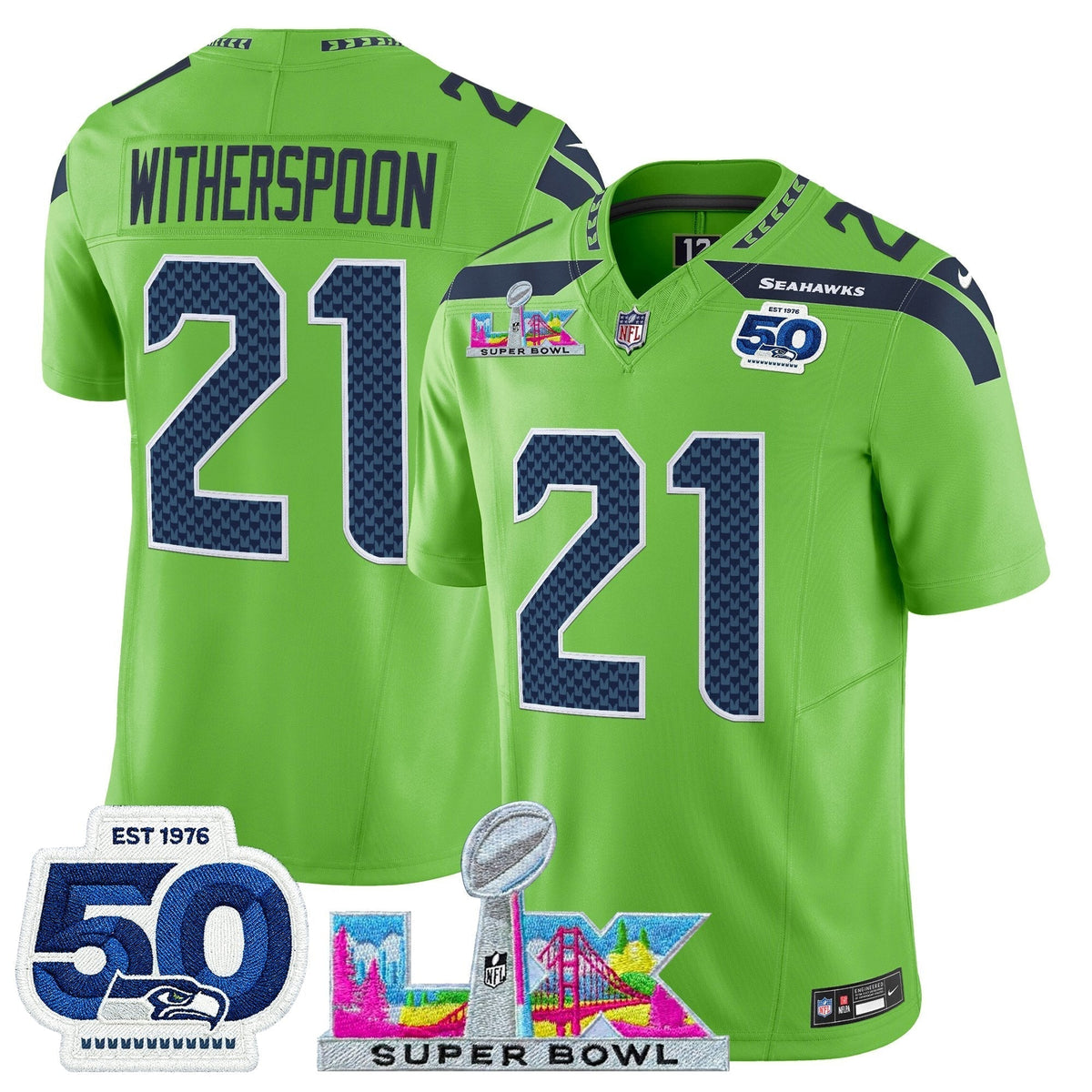 Men's Seattle Seahawks "Super Bowl LX & 50th Patch" Vapor Limited Jersey - All Stitched