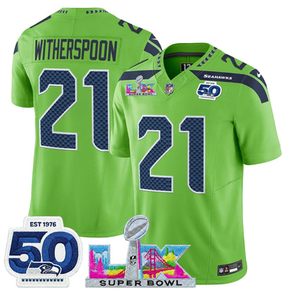 Men's Seattle Seahawks "Super Bowl LX & 50th Patch" Vapor Limited Jersey - All Stitched