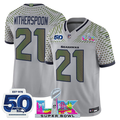 Men's Seattle Seahawks "Super Bowl LX & 50th Patch" Vapor Limited Jersey - All Stitched