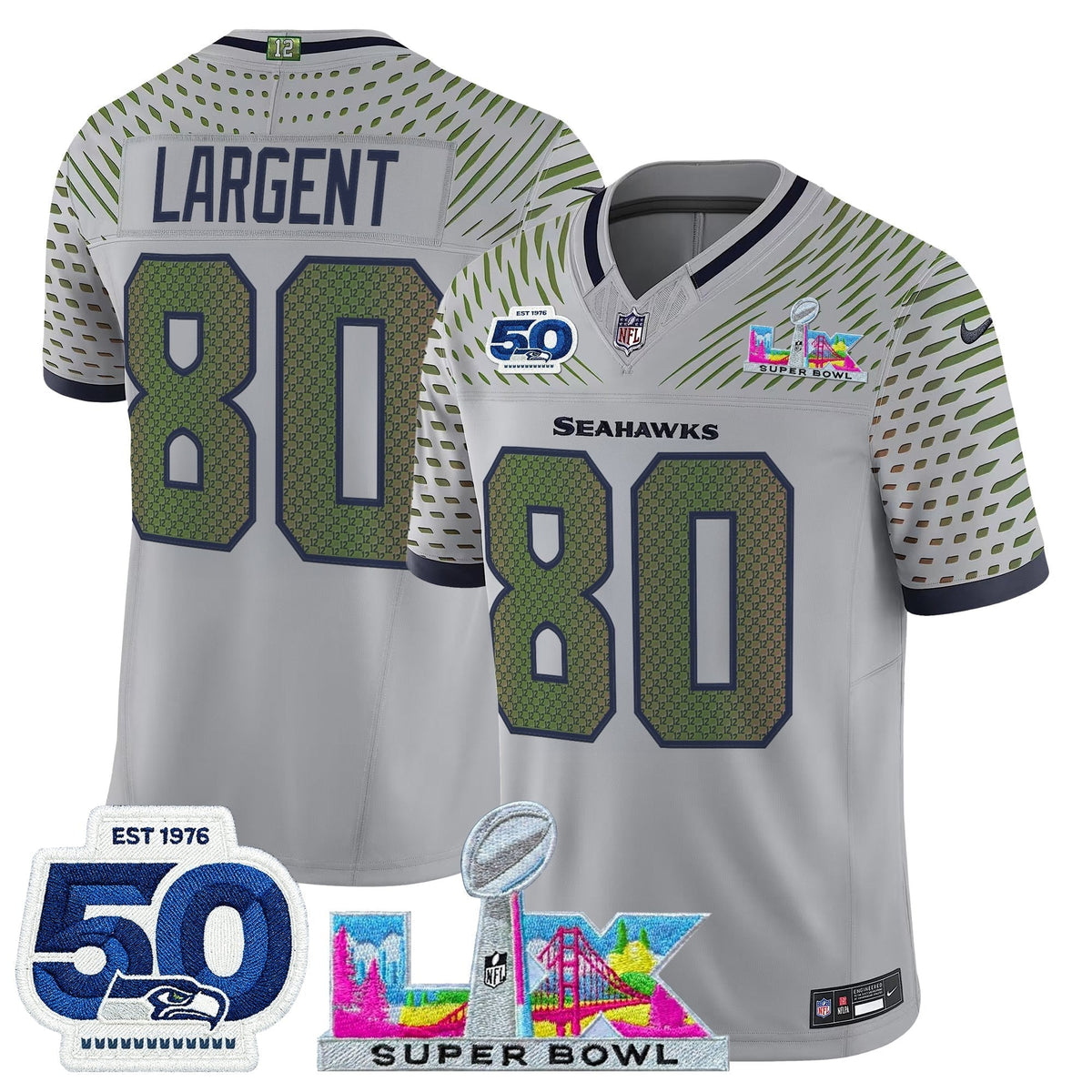 Men's Seattle Seahawks "Super Bowl LX & 50th Patch" Vapor Limited Jersey - All Stitched
