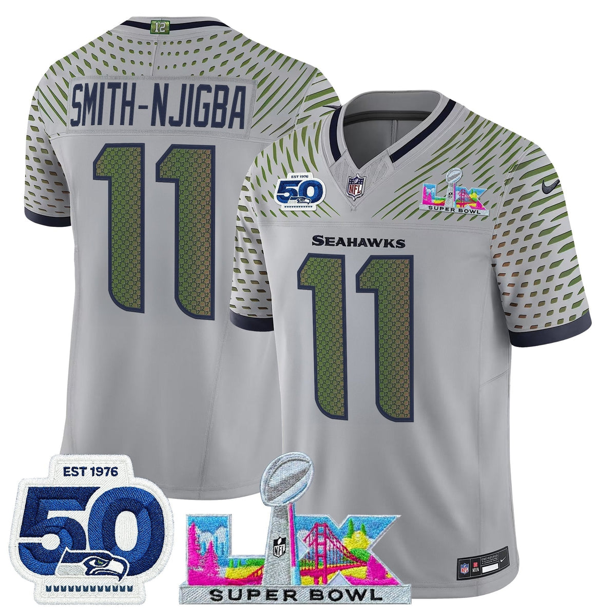 Men's Seattle Seahawks "Super Bowl LX & 50th Patch" Vapor Limited Jersey - All Stitched