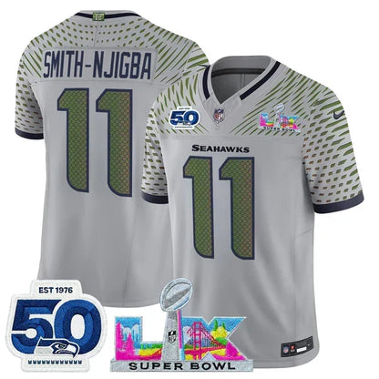 SEA Super Bowl LX - 50th Anniversary Patch Gold Vapor Limited Jersey N5 - Stitched