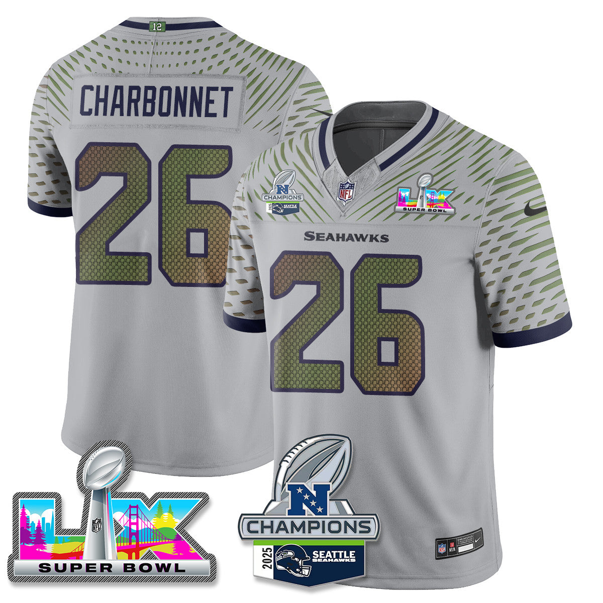 SEA 2025 NFC Champions Vapor Limited Jersey V2 - All Stitched