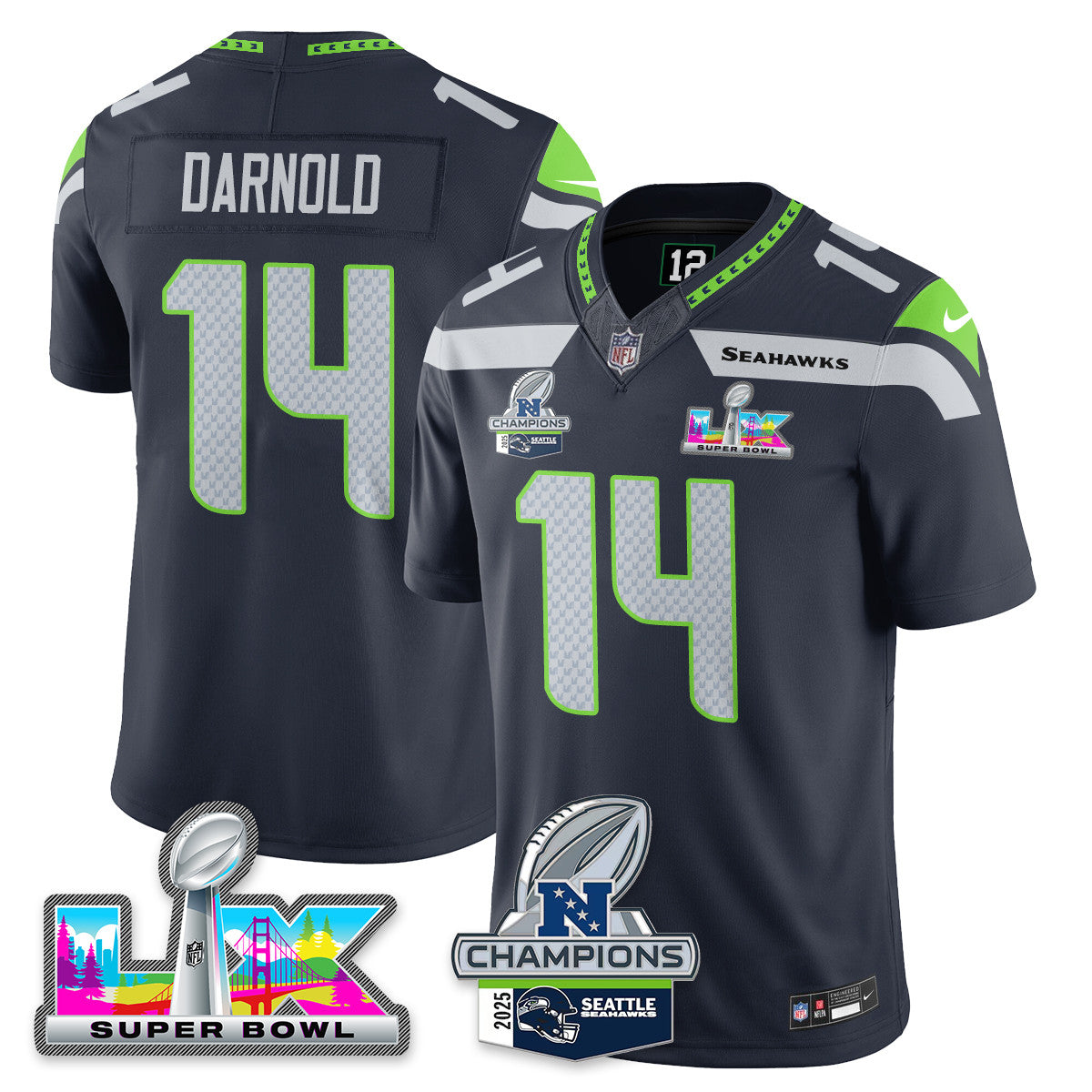 SEA 2025 NFC Champions Vapor Limited Jersey V2 - All Stitched