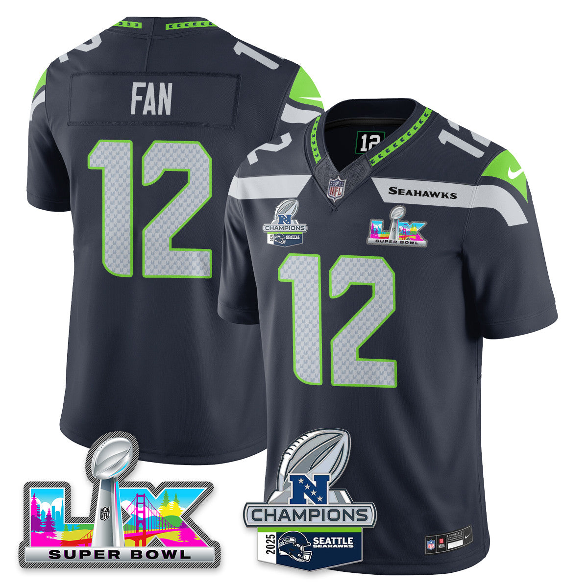 SEA 2025 NFC Champions Vapor Limited Jersey V2 - All Stitched