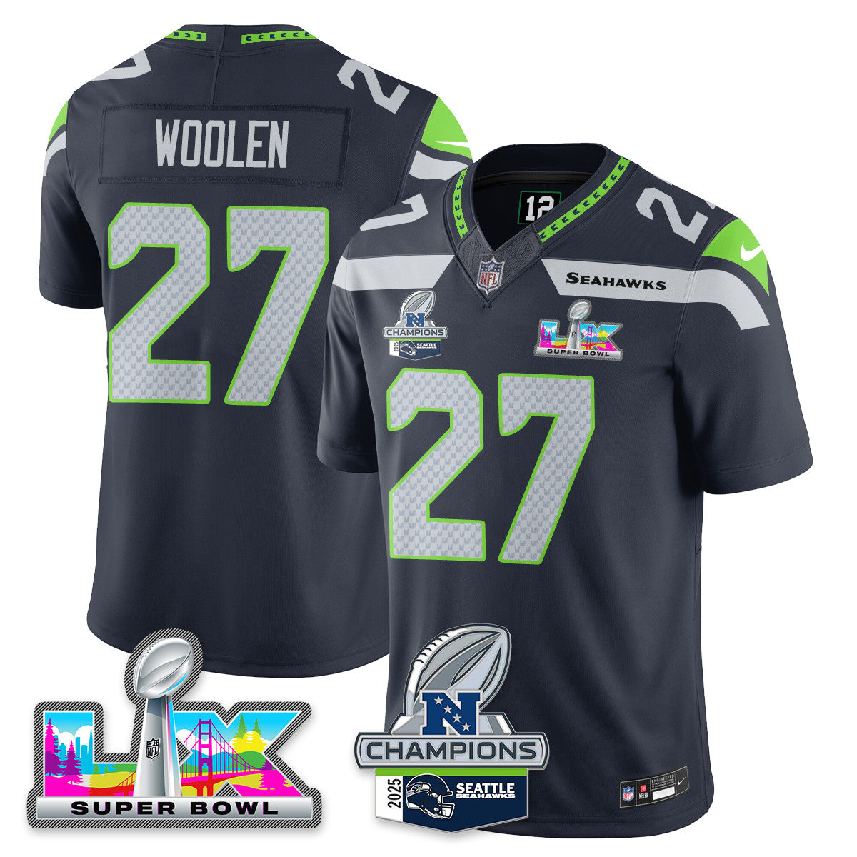 SEA 2025 NFC Champions Vapor Limited Jersey V2 - All Stitched
