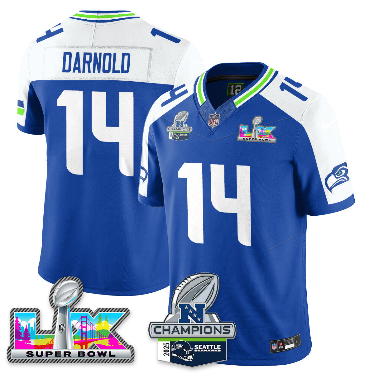 SEA 2025 NFC Champions Vapor Limited Jersey V2 - All Stitched