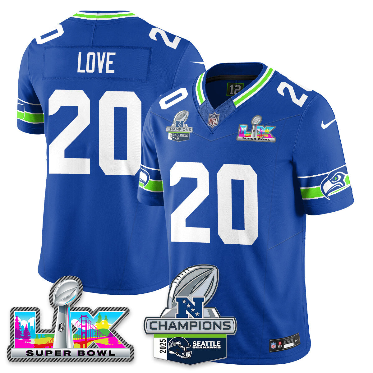 SEA 2025 NFC Champions Vapor Limited Jersey V2 - All Stitched