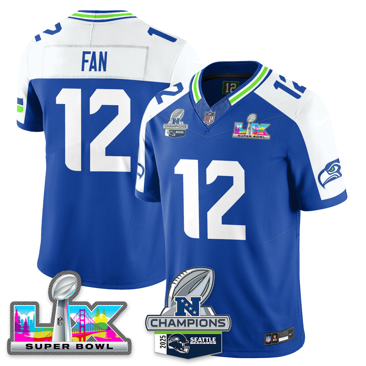 SEA 2025 NFC Champions Vapor Limited Jersey V2 - All Stitched