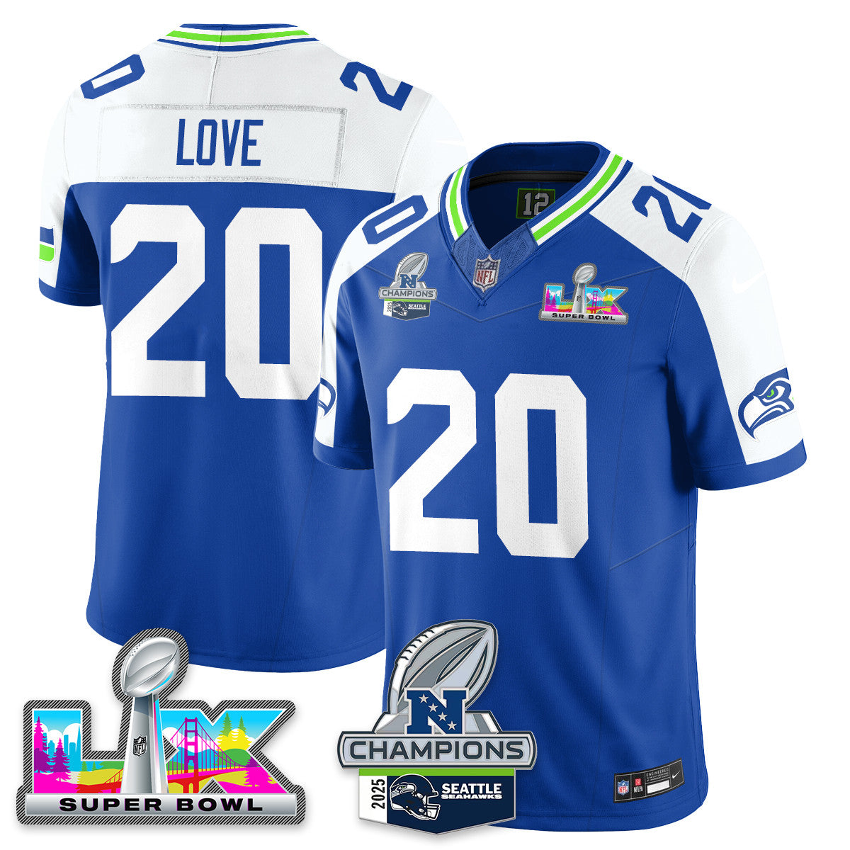 SEA 2025 NFC Champions Vapor Limited Jersey V2 - All Stitched