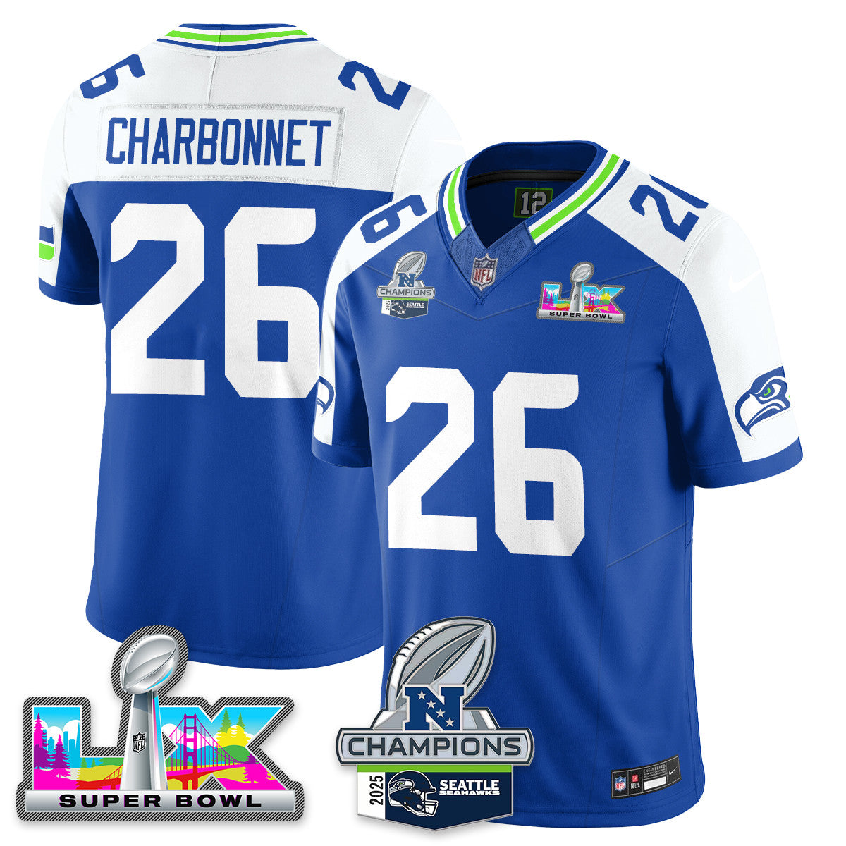 SEA 2025 NFC Champions Vapor Limited Jersey V2 - All Stitched
