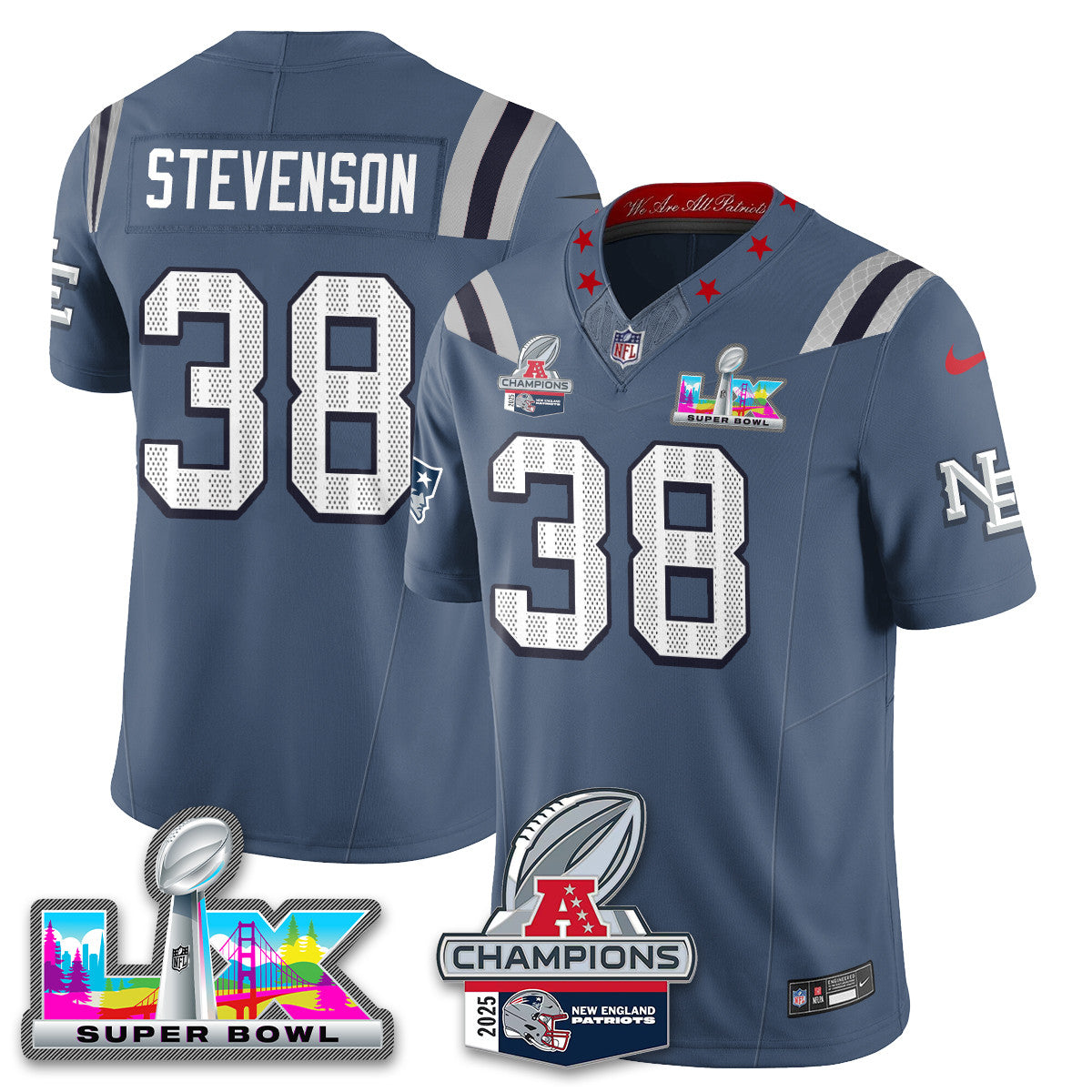 NE 2025 AFC Champions Vapor Limited Jersey V2 - All Stitched