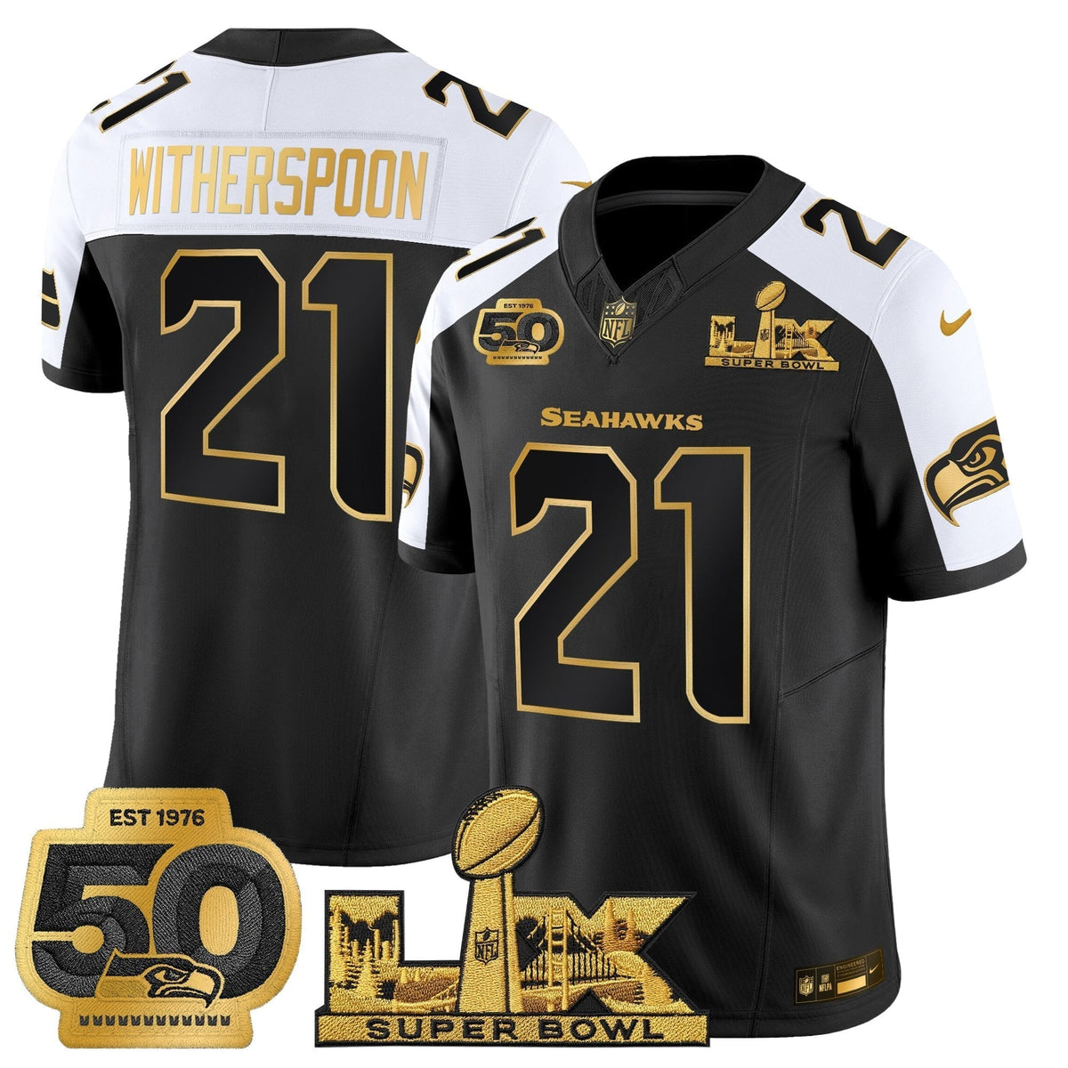 Men's Seattle Seahawks "Super Bowl LX & 50th Patch" Gold Vapor Limited Jersey - All Stitched