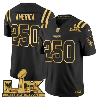 Men's New England Patriots Super Bowl LX Gold Vapor Limited Jersey - All Stitched