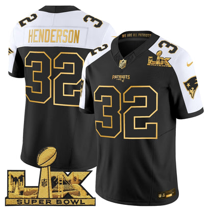 Men's New England Patriots Super Bowl LX Gold Vapor Limited Jersey - All Stitched