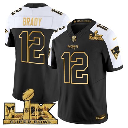 Men's New England Patriots Super Bowl LX Gold Vapor Limited Jersey - All Stitched