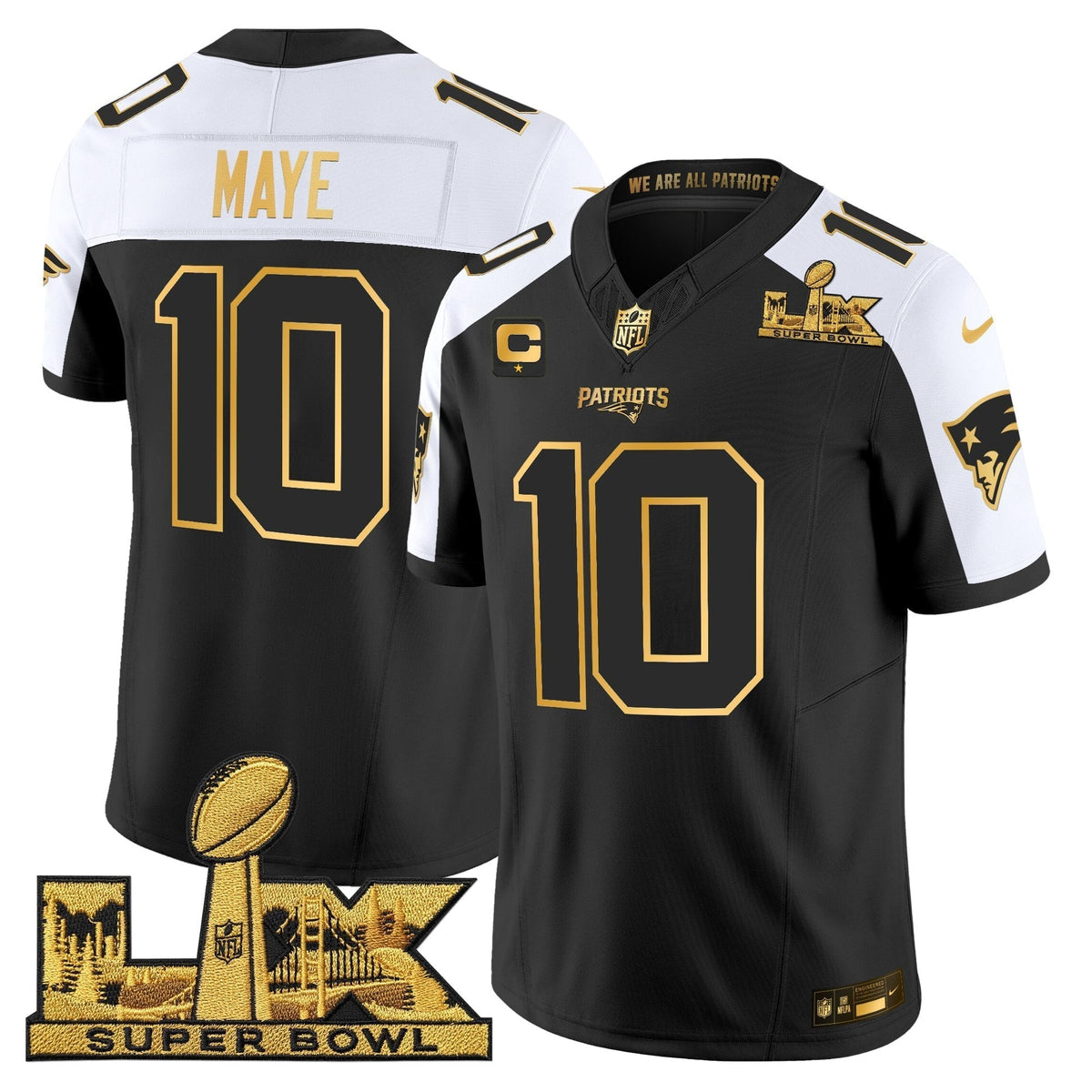 Men's New England Patriots Super Bowl LX Gold Vapor Limited Jersey - All Stitched