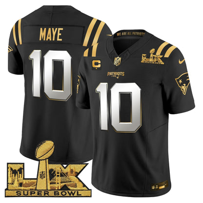 Men's New England Patriots Super Bowl LX Gold Vapor Limited Jersey - All Stitched