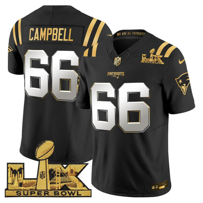 Men's New England Patriots Super Bowl LX Gold Vapor Limited Jersey - All Stitched