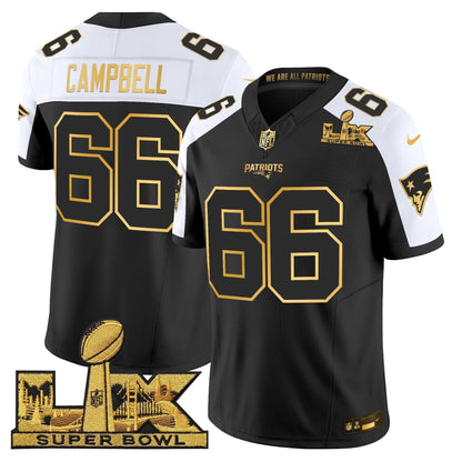 Men's New England Patriots Super Bowl LX Gold Vapor Limited Jersey - All Stitched