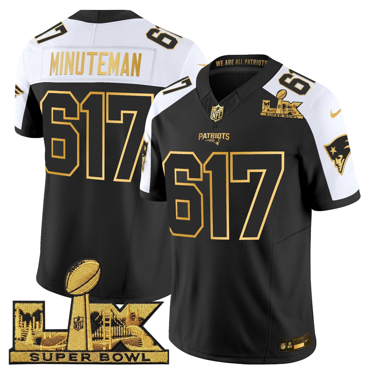 Men's New England Patriots Super Bowl LX Gold Vapor Limited Jersey - All Stitched