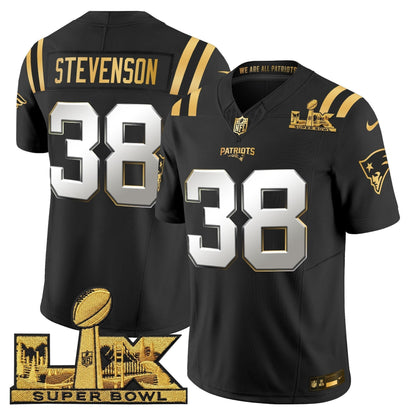 Men's New England Patriots Super Bowl LX Gold Vapor Limited Jersey - All Stitched