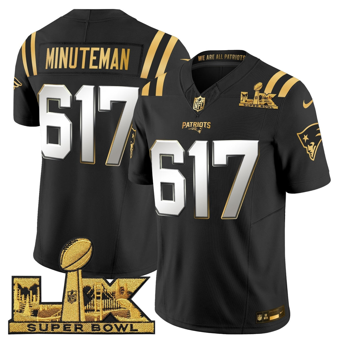 Men's New England Patriots Super Bowl LX Gold Vapor Limited Jersey - All Stitched