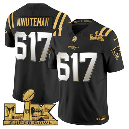 Men's New England Patriots Super Bowl LX Gold Vapor Limited Jersey - All Stitched
