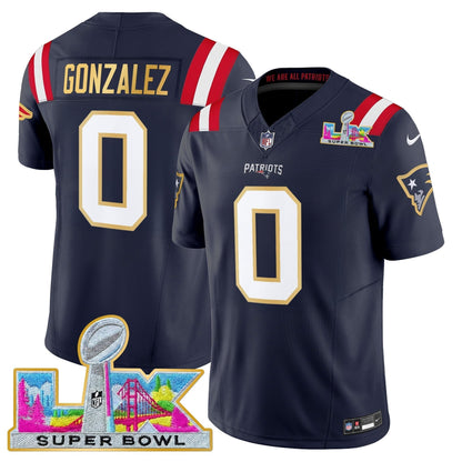 Men's New England Patriots Super Bowl LX Gold Trim Vapor Limited Jersey - All Stitched