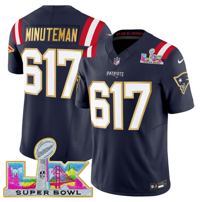 Men's New England Patriots Super Bowl LX Gold Trim Vapor Limited Jersey - All Stitched