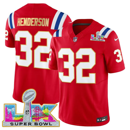 Men's New England Patriots Super Bowl LX Gold Trim Vapor Limited Jersey - All Stitched