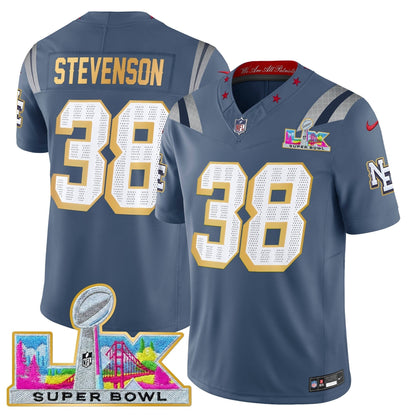 Men's New England Patriots Super Bowl LX Gold Trim Vapor Limited Jersey - All Stitched