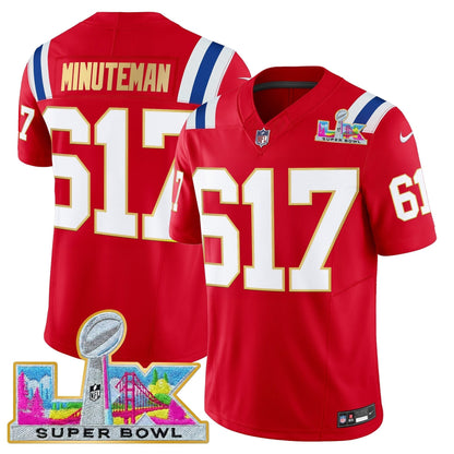 Men's New England Patriots Super Bowl LX Gold Trim Vapor Limited Jersey - All Stitched