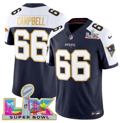 Men's New England Patriots Super Bowl LX Gold Trim Vapor Limited Jersey - All Stitched