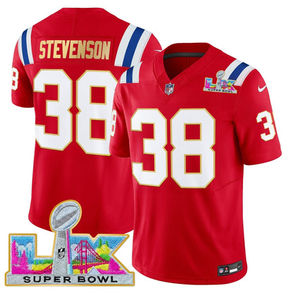 Men's New England Patriots Super Bowl LX Gold Trim Vapor Limited Jersey - All Stitched