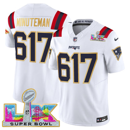 Men's New England Patriots Super Bowl LX Gold Trim Vapor Limited Jersey - All Stitched