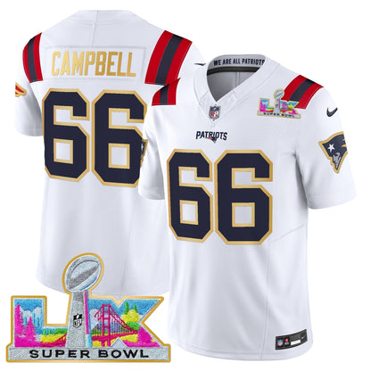 Men's New England Patriots Super Bowl LX Gold Trim Vapor Limited Jersey - All Stitched