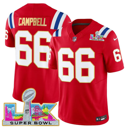 Men's New England Patriots Super Bowl LX Gold Trim Vapor Limited Jersey - All Stitched