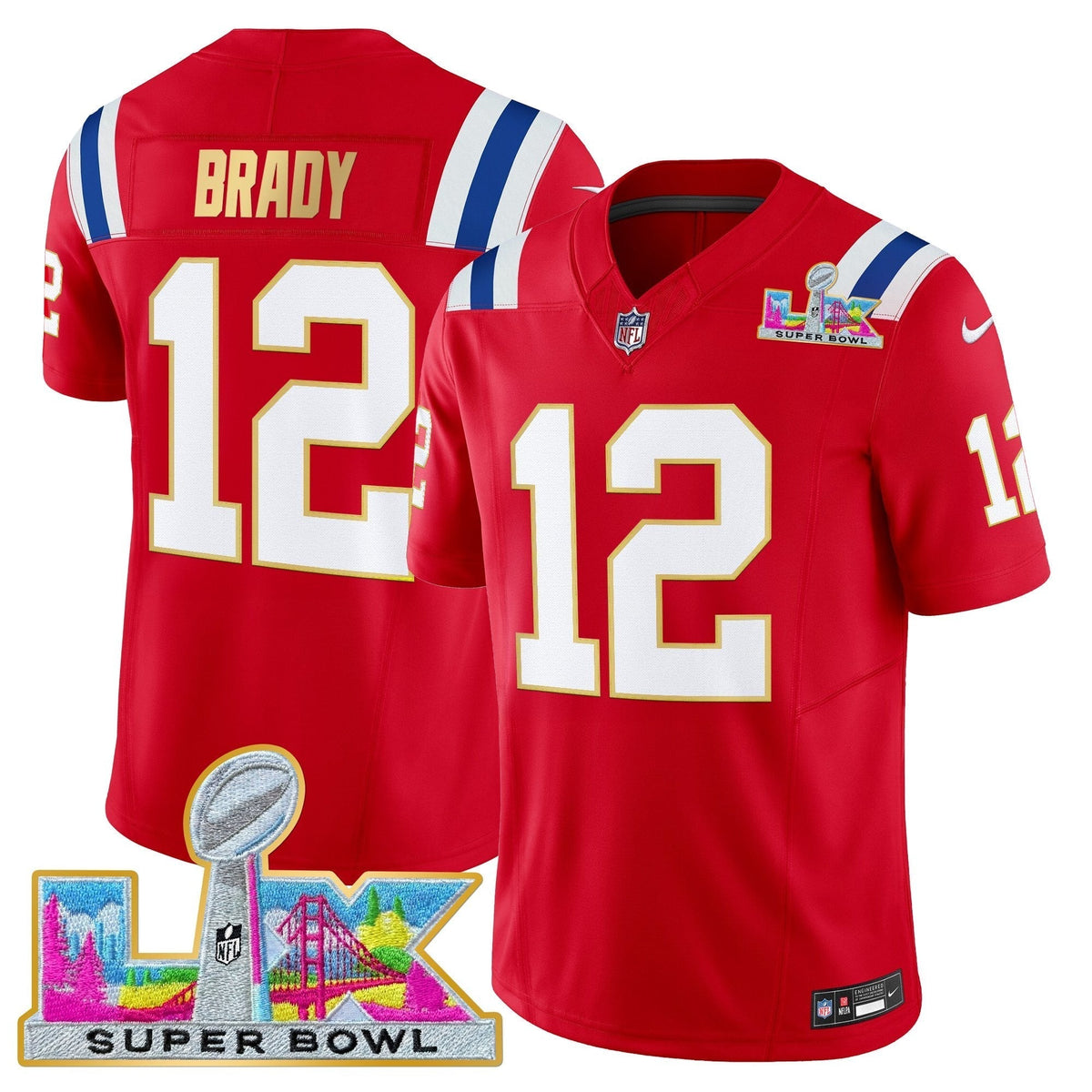 Men's New England Patriots Super Bowl LX Gold Trim Vapor Limited Jersey - All Stitched
