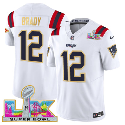 Men's New England Patriots Super Bowl LX Gold Trim Vapor Limited Jersey - All Stitched