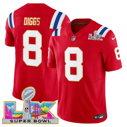 Men's New England Patriots Super Bowl LX Gold Trim Vapor Limited Jersey - All Stitched