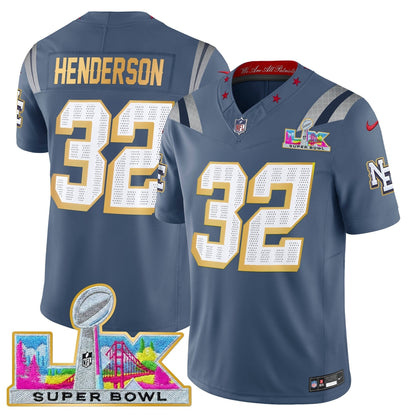 Men's New England Patriots Super Bowl LX Gold Trim Vapor Limited Jersey - All Stitched