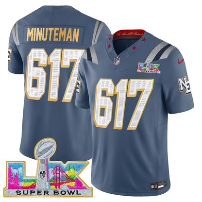 Men's New England Patriots Super Bowl LX Gold Trim Vapor Limited Jersey - All Stitched